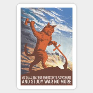 Soviet Cat Poster - Swords to Plowshares - Study War No More Sticker